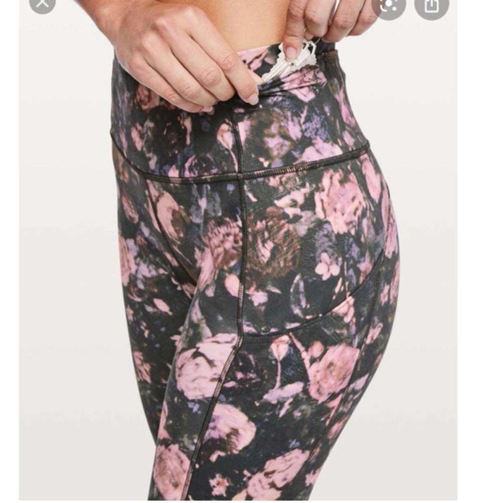 Lululemon fast and free floral rose leggings